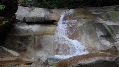 Water falls over flat rocks Stock Footage 252956280