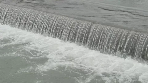 Water falls from rapids in river Stock-Footage 308728109