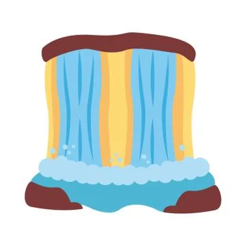 Water falls scene flat style icon Stock Illustration