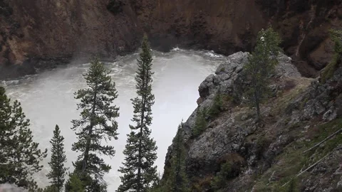 Water falls in Yellowstone Stock Footage 154767431