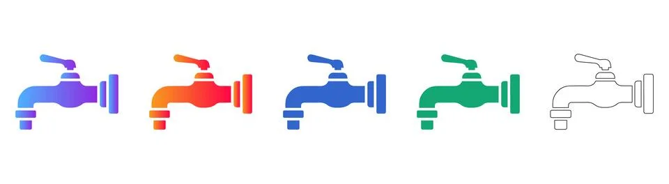 Water Faucet Icon Set Stock Illustration