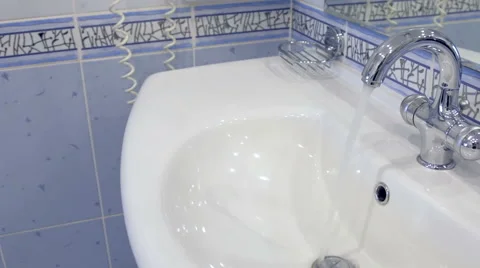 Water faucet in a luxurious bathroom Stock Footage