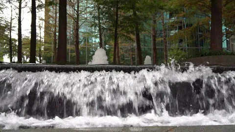 Water feature in office park Stock Footage