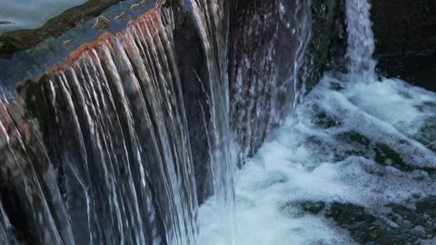 Water feature in Stratford, spring day. Slow motion Stock Footage 306884445