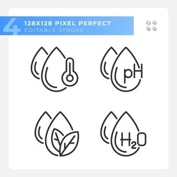 Water features linear icons set Stock Illustration