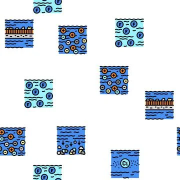 Water Filter Equipment Vector Seamless Pattern Stock Illustration