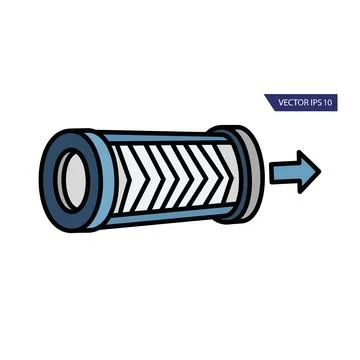 Water filter icon with flow direction and blue tones, purity concept vector Stock Illustration