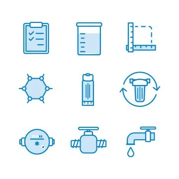 Water Filter Icon Set 스톡 일러스트