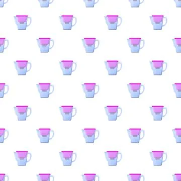 Water filter jug pattern creating a healthy hydration background Stock Illustration