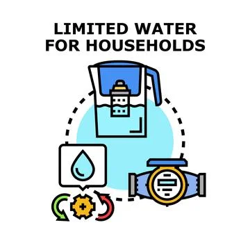 Water filter optimizing household usage and management Illustrazione stock