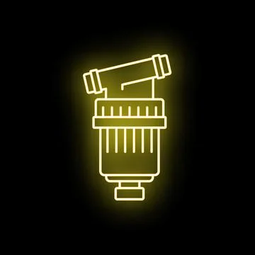 Water filter or purification system neon glowing icon Stock Illustration