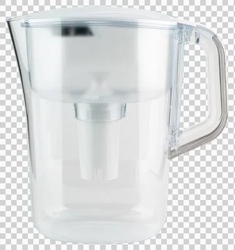 Water filter pitcher. Clear plastic glass jug Stock Photos