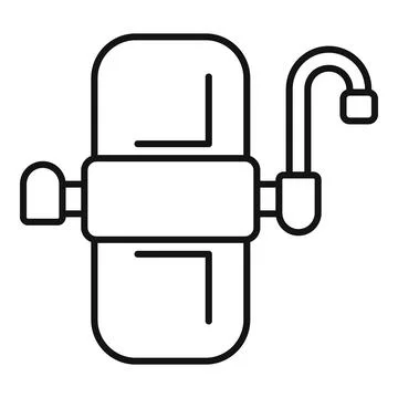 Water filter system for home use with clean water flowing out Stock Illustration
