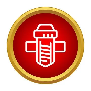 Water filter system line icon on red circle Stock Illustration