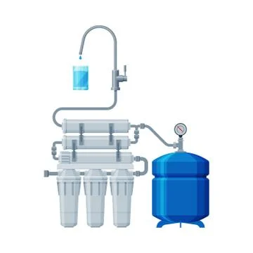 Water Filter System, Special Modern Technologies for Water Purification Vector Stock Illustration