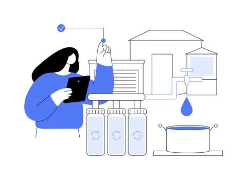 Water filtering system abstract concept vector illustration. Stock Illustration