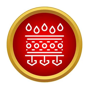 Water filtration and purification process icon in red circle Ilustração Stock