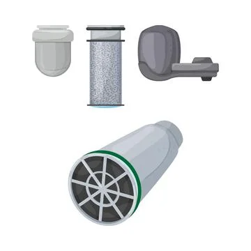 Water filtration system components for clean potable liquid Stock Illustration