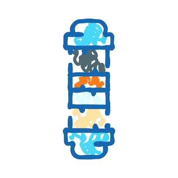 Water filtration system doodle separating contaminants icon Stock Illustration