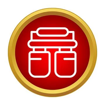 Water filtration system icon on red background Stock Illustration