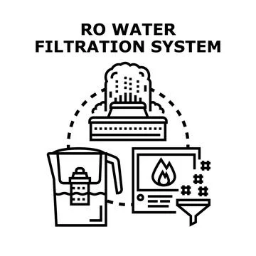 Water filtration system process purifying for healthy drinks Stock Illustration