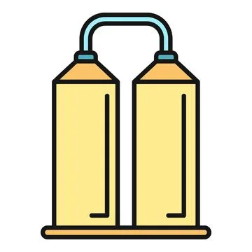 Water filtration system separating liquids in flat line icon Stock Illustration