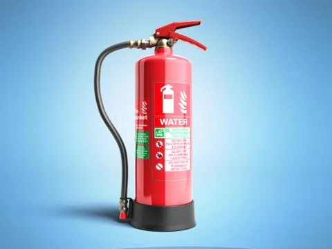 Water Fire extinguisher 3d render on blue background Stock Illustration