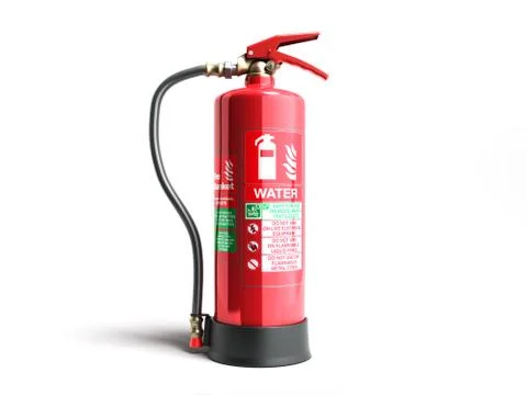 Water Fire extinguisher 3d render on white background Stock Illustration