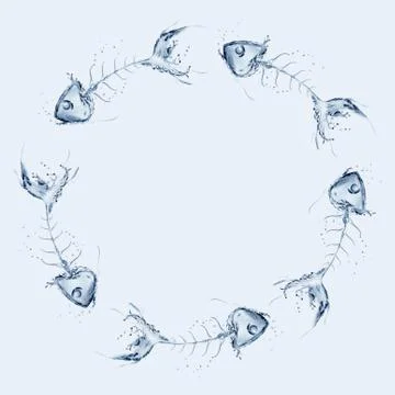 Water Fishbone Circle Stock Illustration