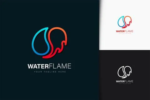 Water flame logo design with gradient Stock Illustration
