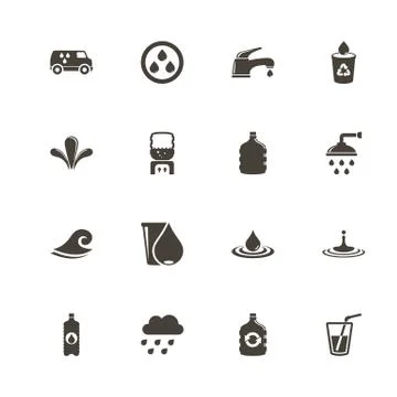 Water - Flat Vector Icons Stock Illustration