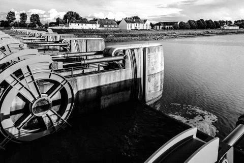 Water flood-gate perspective view, Mont Saint-Michel Stock Photos