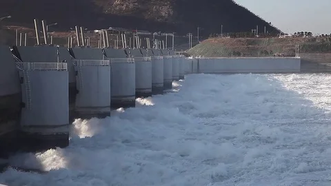 Water from the floodgate Video stock 79953536