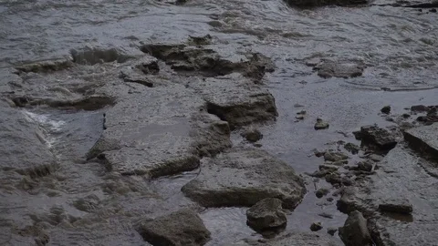Water floods lands / rocks. Flood, the element is raging. Stock Footage 80892015