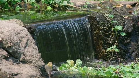 Water flow across the weir Stock Footage 105421816