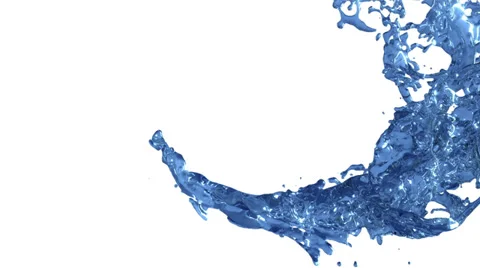Water flow (cg slow motion water isolated on white with alpha matte, full hd) Stock Footage 29453091