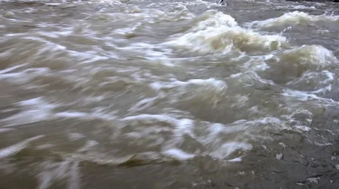 Water flow in city polluted river Stock Footage 59947335