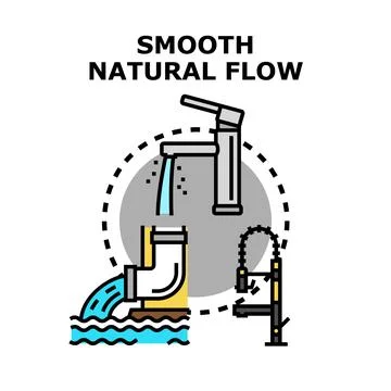 Water flow concept with different tap styles Stock Illustration