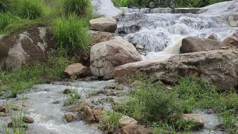 Water flow of dike Stock Footage 97260854