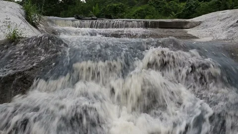 Water flow of dike Stock Footage 97260872