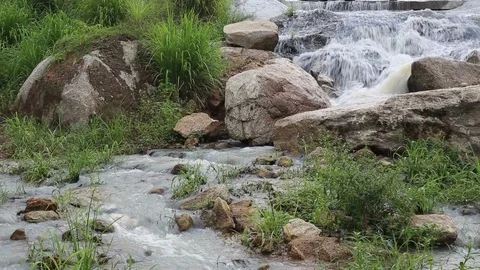 Water flow of dike Stock Footage 97260878