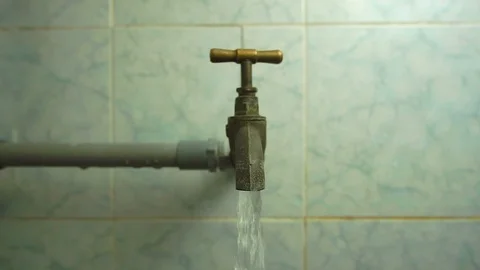 Water flow down from pipe Stock Footage 104562763