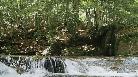 Water flow in downfall river Stock Footage 79477699