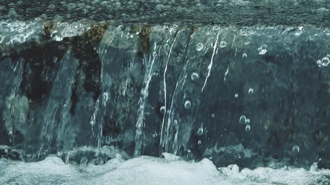 Water flow falling down from the grey stone stairway. Stock Footage 112779304