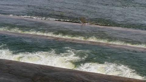 Water flow on floor waves closeup shot nature river 4k Stock Footage 97170719