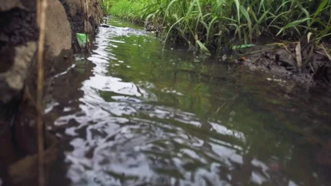 Water flow in the gutter or drain Stock Footage 327509940