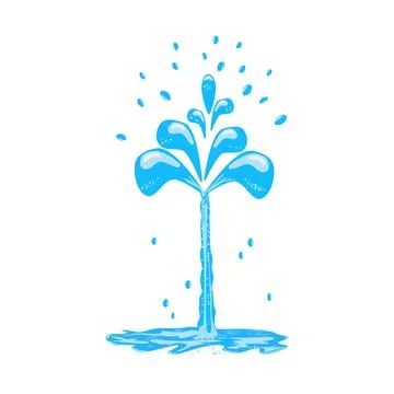 Water flow isolated on white background. Water splashes in form of bouquet. Stock Illustration