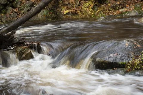 Water in flow motion in willard brook state forest Stock Photos