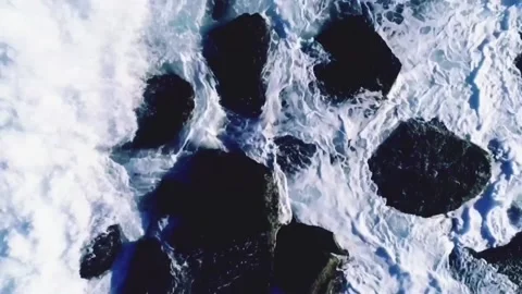 Water flow over the rocks Aerial Shot Video stock 112469214