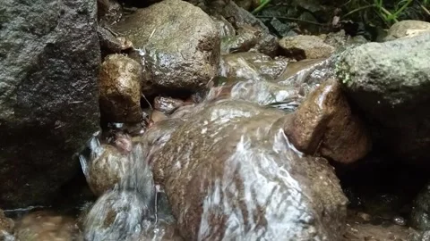 Water Flow Over Rocky Stream Bed Close Up Natural Detail Stock Footage 330590622